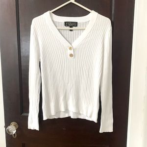 Ralph Lauren jeans company white sweater with gold buttons